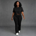 Glitter Lounge Set - Crop Top Tee and Flared Pants
