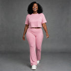 Glitter Lounge Set - Crop Top Tee and Flared Pants