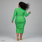 Plus size emerald green long sleeve ruched bodycon midi dress with gold brooch detail - spring wedding guest dress South Africa Small street - Smollz