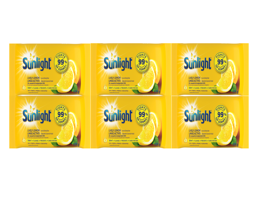 Sunlight Lively Lemon Bar Soap 175g  x  6